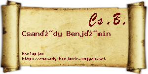 Csanády Benjámin névjegykártya