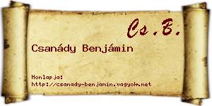 Csanády Benjámin névjegykártya